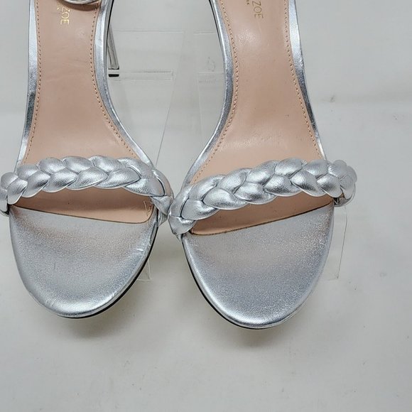Rachel & Zoe Pumps Womens 9 Silver Heels Sandals Open Toe Shoes Metallic - Picture 5 of 10